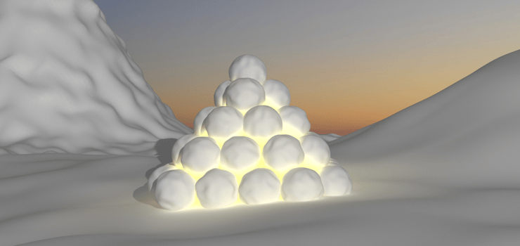 Snowball pyramide winter made for movement