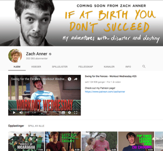 Forsiden til Zach Anner sin YouTube-kanal. Cerebral parese: Disse bloggerne og nettstedene bør du sjekke ut